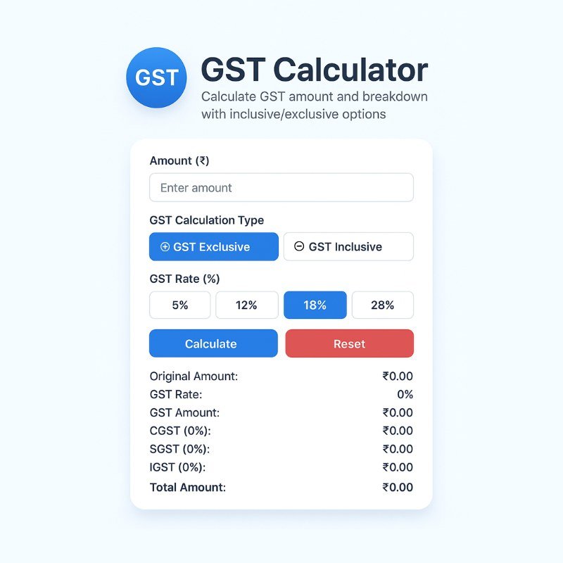 GST Calculator Modern HTML code