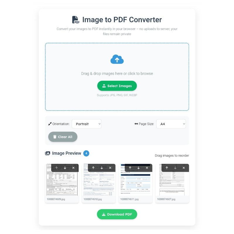Image to PDF Converter HTML Code