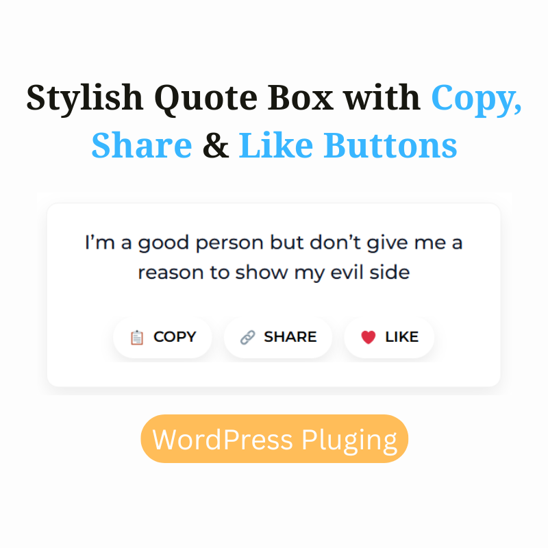 Stylish Quote Box with Copy Share & Like Buttons